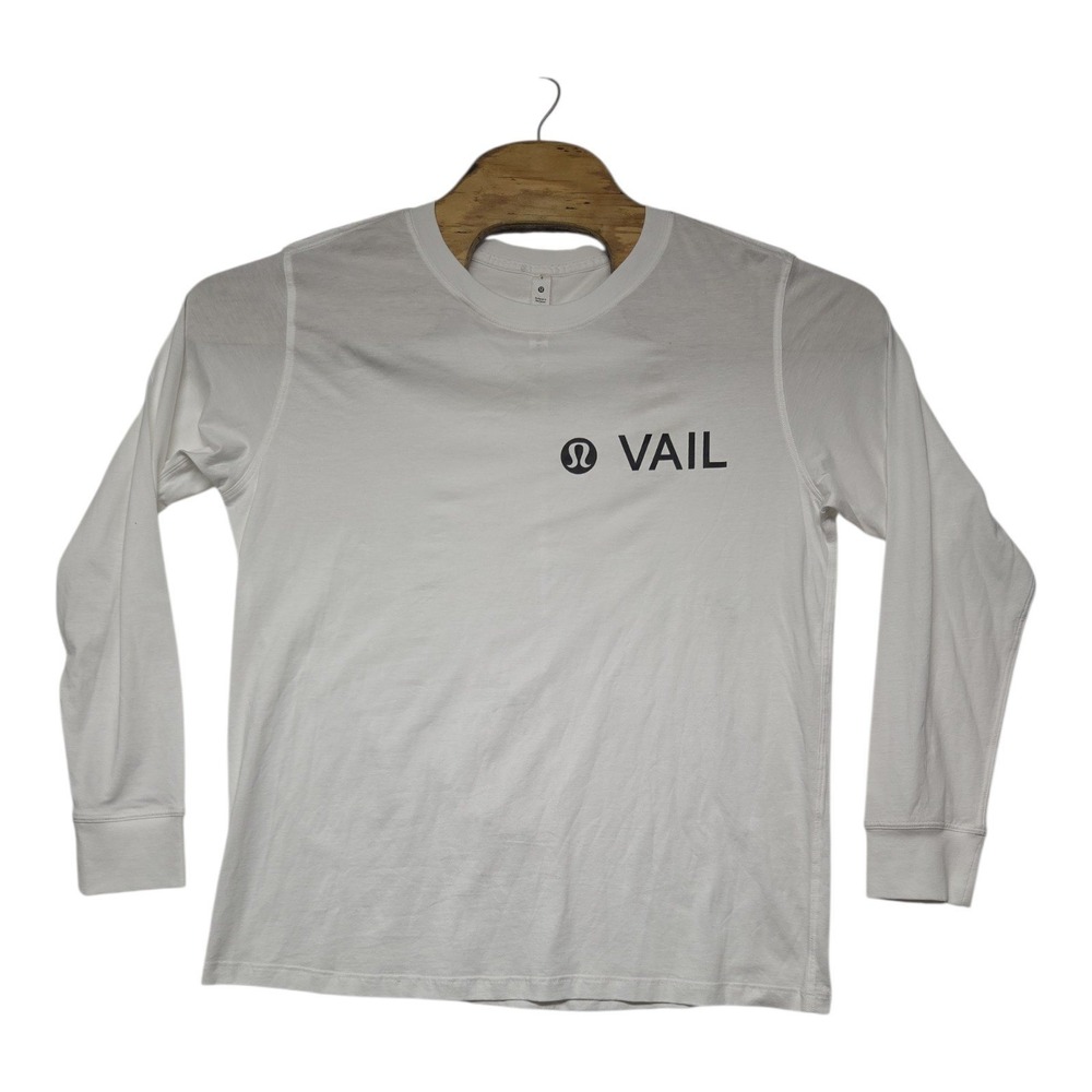 Lululemon Vail Graphic Long Sleeve Shirt White Womens Size 6 Activewear Top